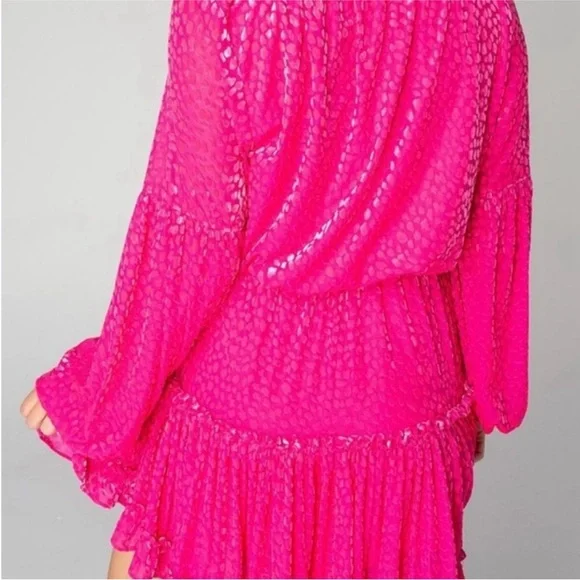 Buddy Love ZOZO Dress Pink Ruffled Bishop Sleeves cocktail party sundress Sz M - Picture 5 of 9